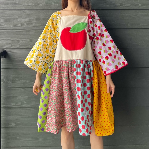 Handmade Fruit Paradise Flavorful Print Bandana Dress | SKU 11161 Apple - Picture 11 of 16